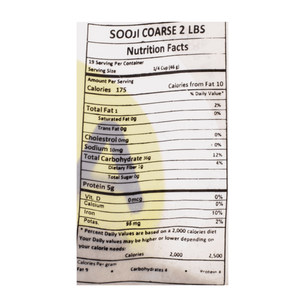 Aara Sooji Rava (Course) Semolina Flour 2 lb - Image 3